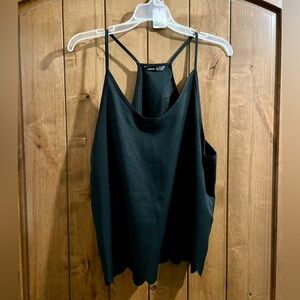 Classy Black Scalloped Edge Open Back Tank Top-XL